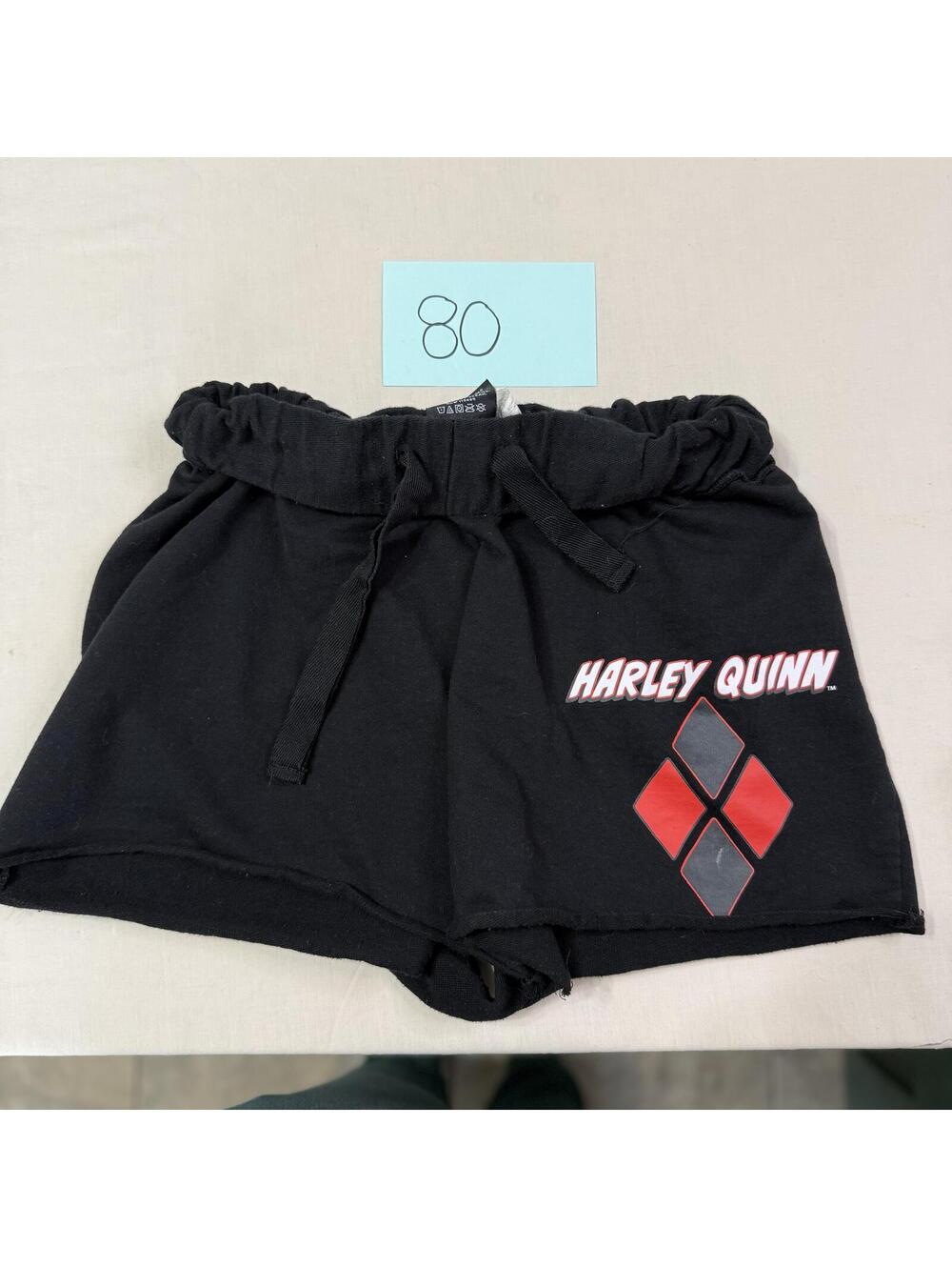 Harley Quinn Juniors Black Graphic Drawstring Shorts Size S